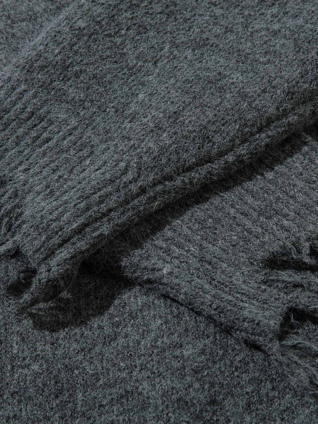 DISTRESSED KNIT SWEATER - BLACK QUARTER ZIP WITH DISTRESSED DETAIL