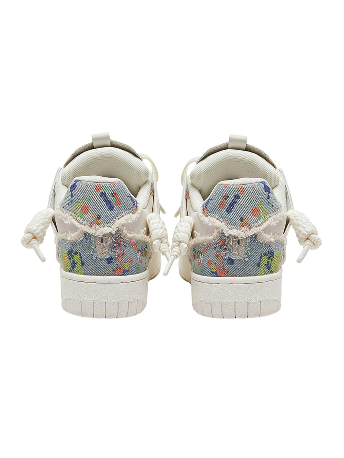 DISTRESSED WHITE PLATFORM SNEAKERS DESTRUCTION SERIES TASSEL