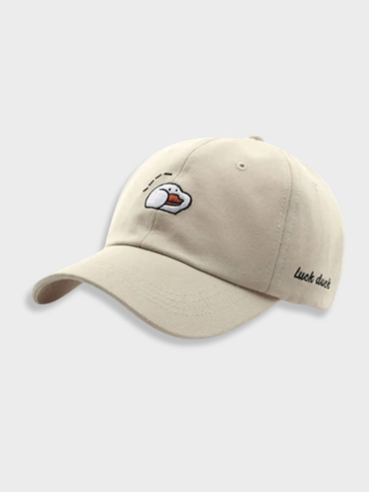 DUCK CAP WITH EMBROIDERED DUCK DESIGN - LUCK DUCK CAP IN SALMON COLOR