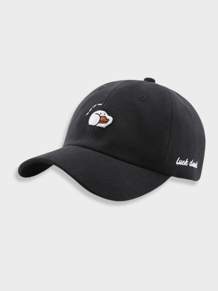 DUCK CAP WITH EMBROIDERED DUCK DESIGN - LUCK DUCK CAP IN SALMON COLOR