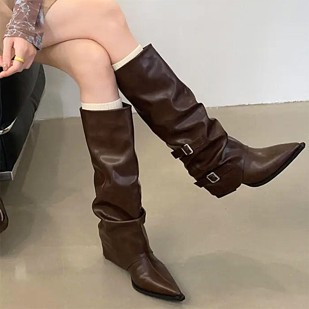 ELEGANT BROWN KNEE-HIGH BOOTS