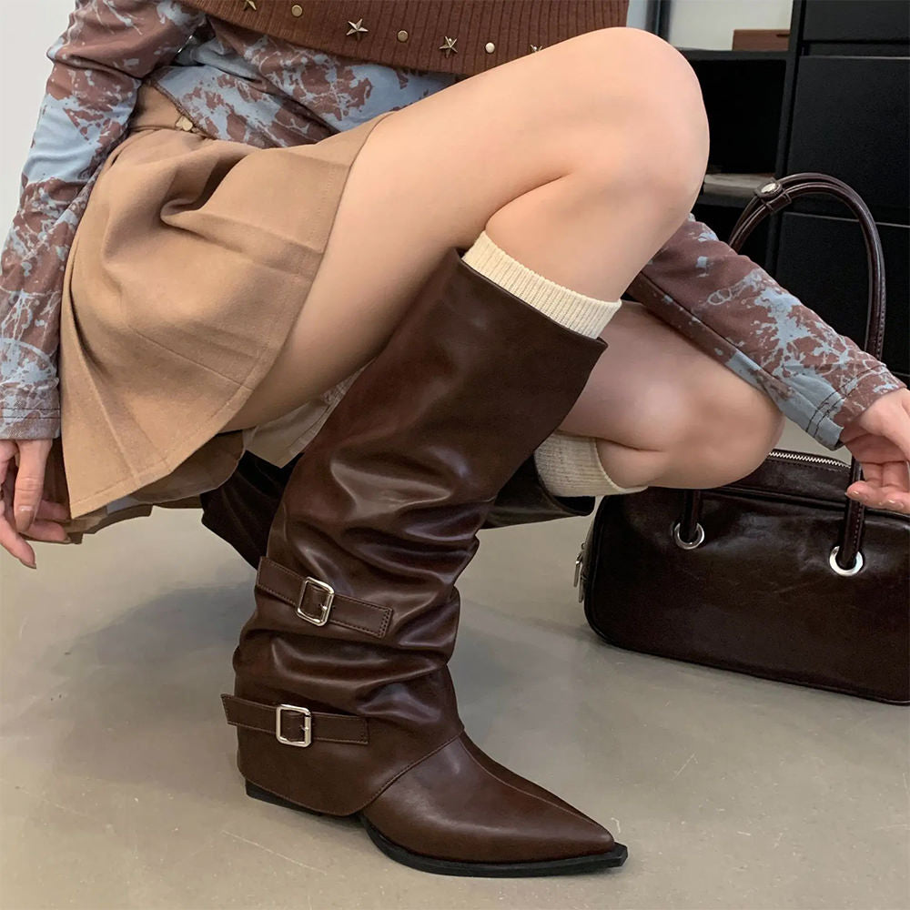 ELEGANT BROWN KNEE-HIGH BOOTS