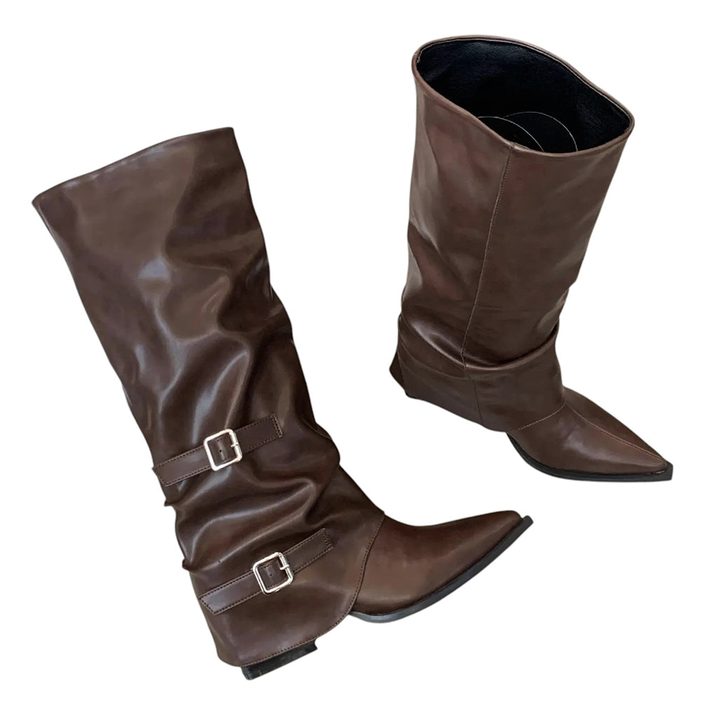 ELEGANT BROWN KNEE-HIGH BOOTS