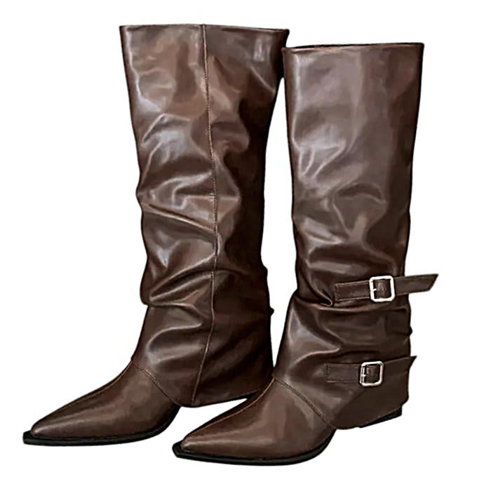 ELEGANT BROWN KNEE-HIGH BOOTS