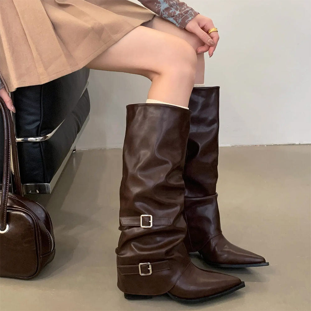 ELEGANT BROWN KNEE-HIGH BOOTS