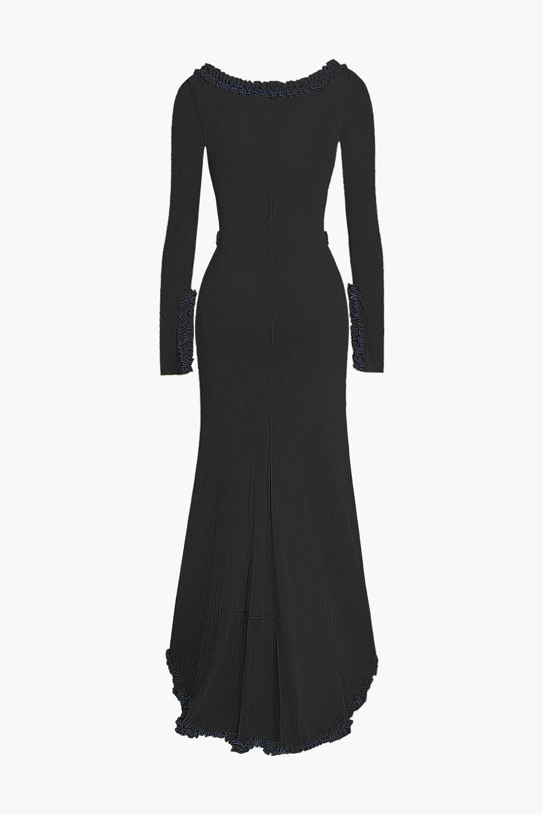 ELEGANT HOLIDAY DRESS WITH DIAMOND CUTOUT AND RUFFLED TRIM