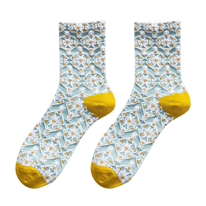 EMBROIDERED SOCK SET WITH FIVE PAIRS FOR DAILY WEAR