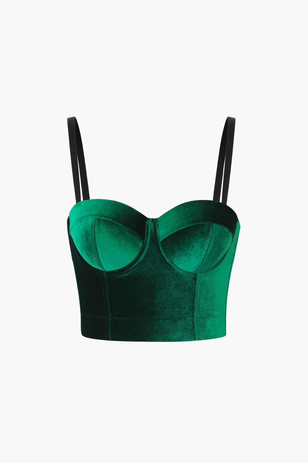 EMERALD GREEN VELVET BUSTIER TOP FOR SPECIAL OCCASIONS WITH STRETCHY COMFORT