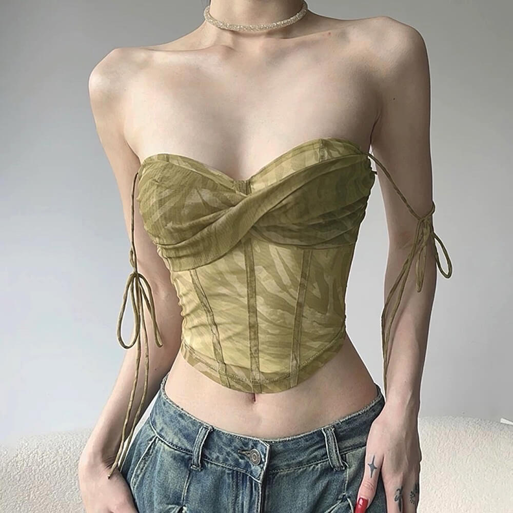 EMERALD SHEER MESH CORSET TOP