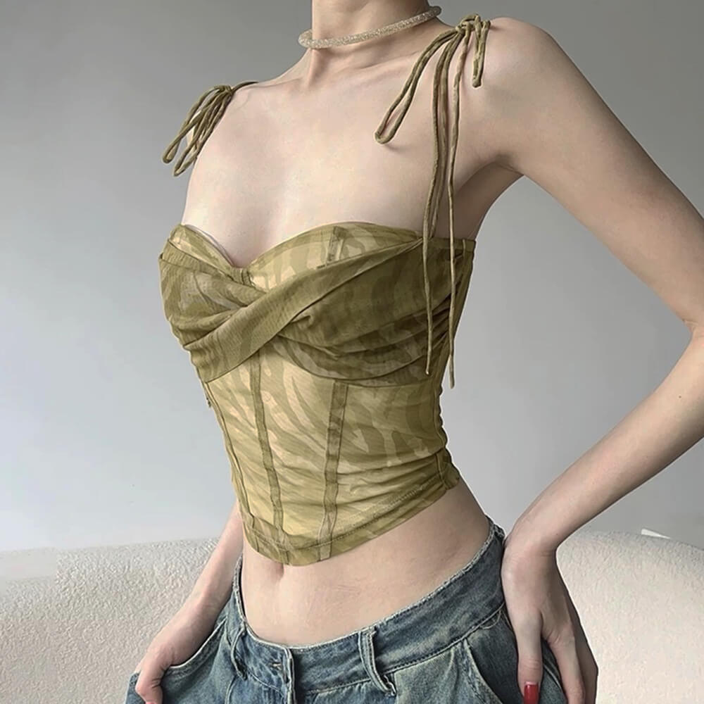 EMERALD SHEER MESH CORSET TOP