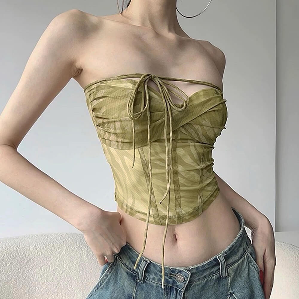 EMERALD SHEER MESH CORSET TOP