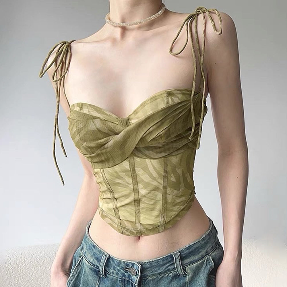 EMERALD SHEER MESH CORSET TOP