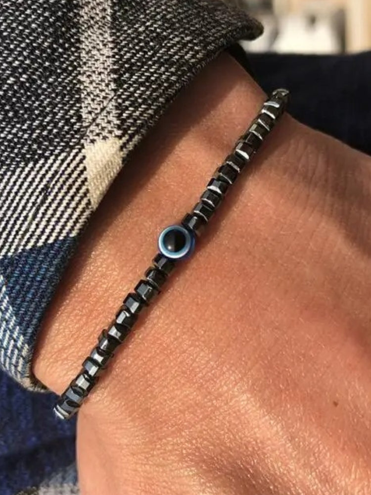 EYE DESIGN BRACELET WITH BLUE EYE BEADS