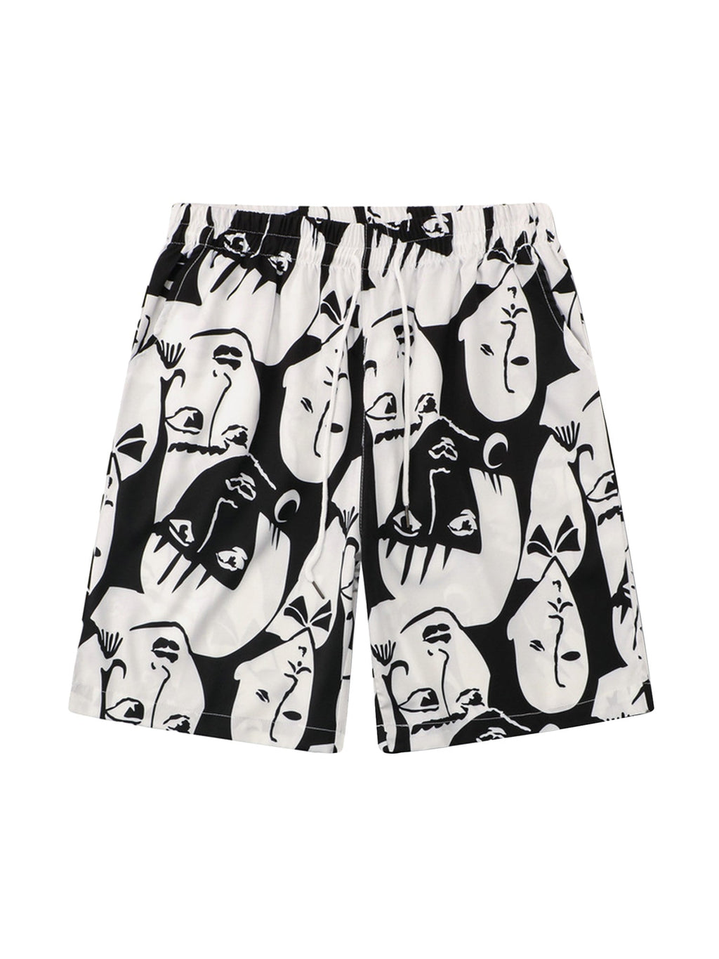 FACE-PATTERNED SHIRT AND SHORTS SET WITH BOLD PRINT DESIGN