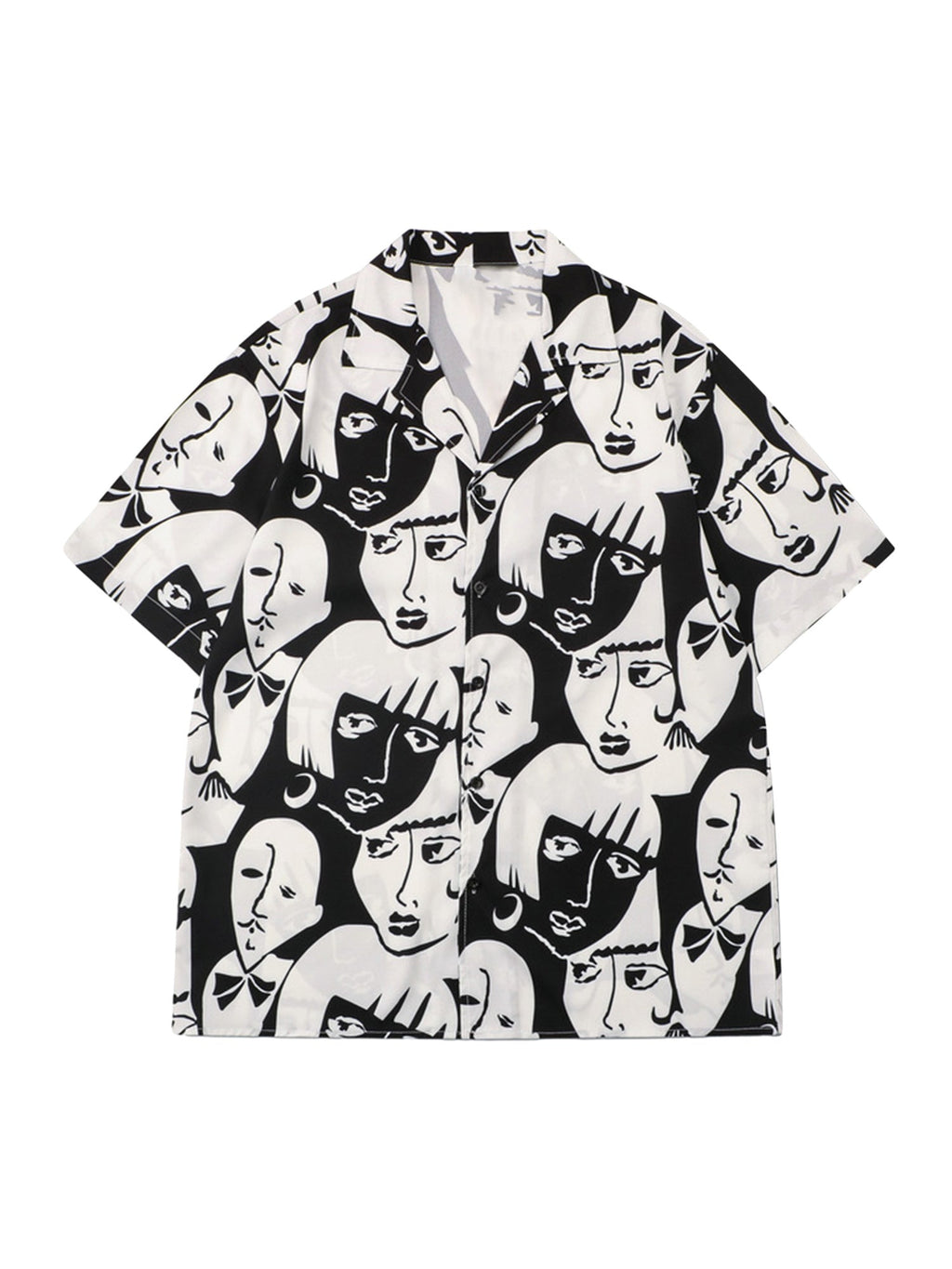 FACE-PATTERNED SHIRT AND SHORTS SET WITH BOLD PRINT DESIGN