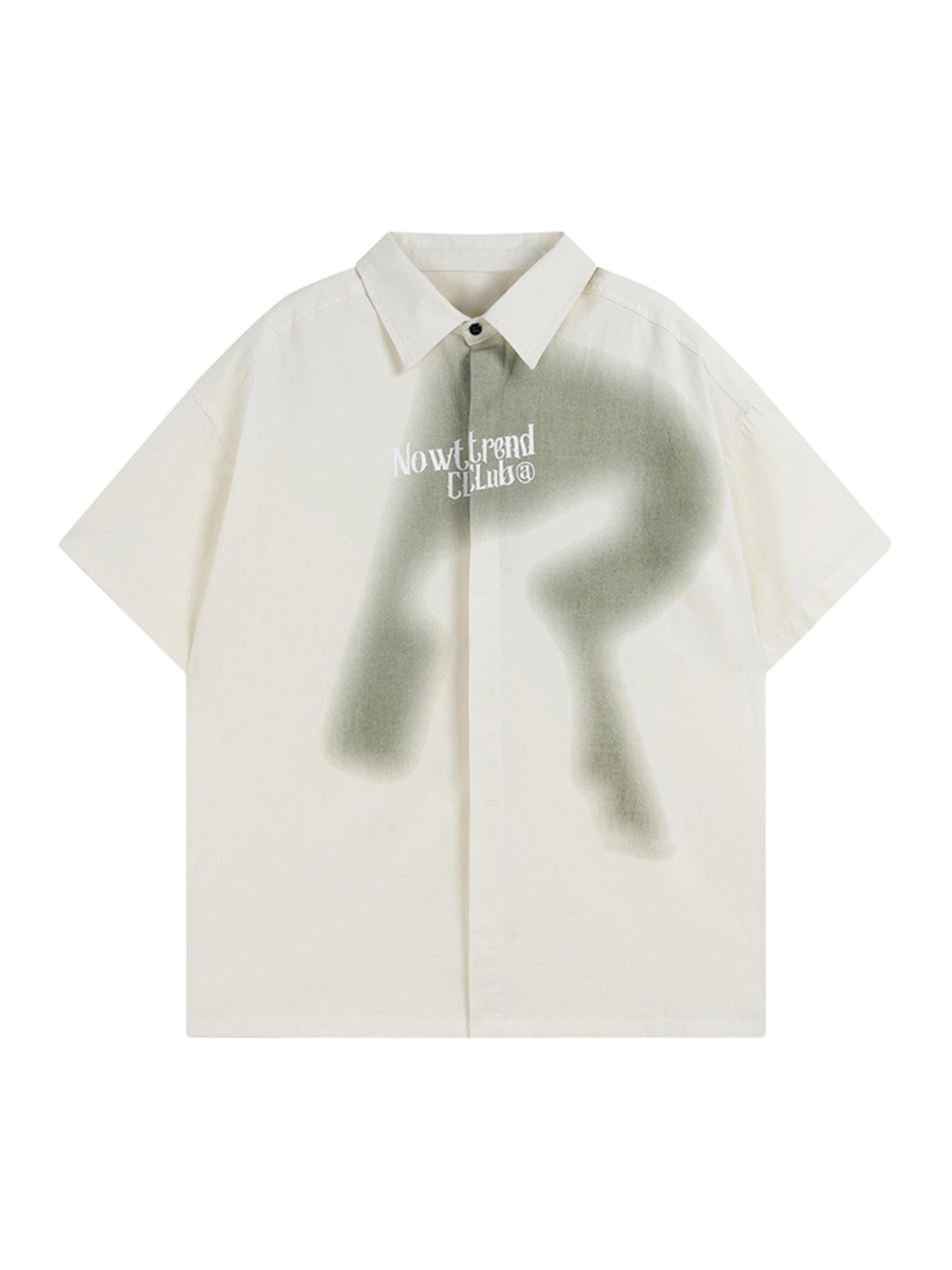 FADED GRAPHIC SHORT-SLEEVED SHIRT WITH LAPEL COLLAR IN TRENDY COTTON BLEND