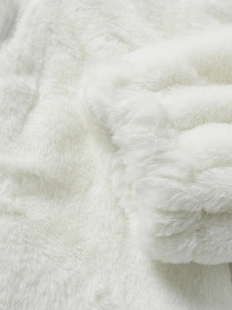 FAUX FUR JACKET WITH WHITE CROSS FOR WINTER ADVENTURES AND EVERYDAY WEAR