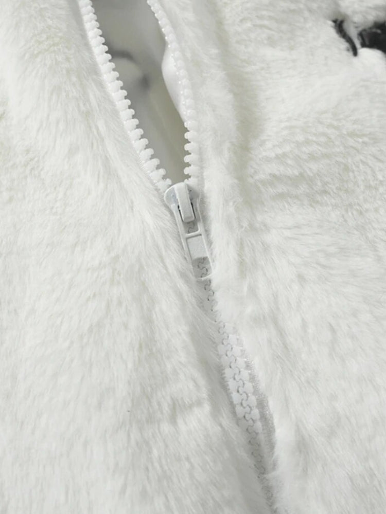 FAUX FUR JACKET WITH WHITE CROSS FOR WINTER ADVENTURES AND EVERYDAY WEAR