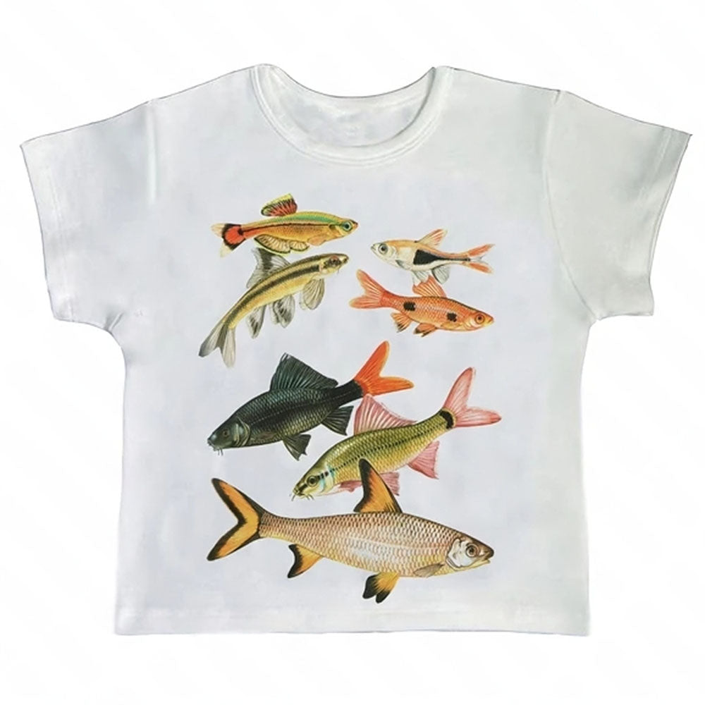FISH ILLUSTRATION CROP TOP: AESTHETIC FISH PRINT