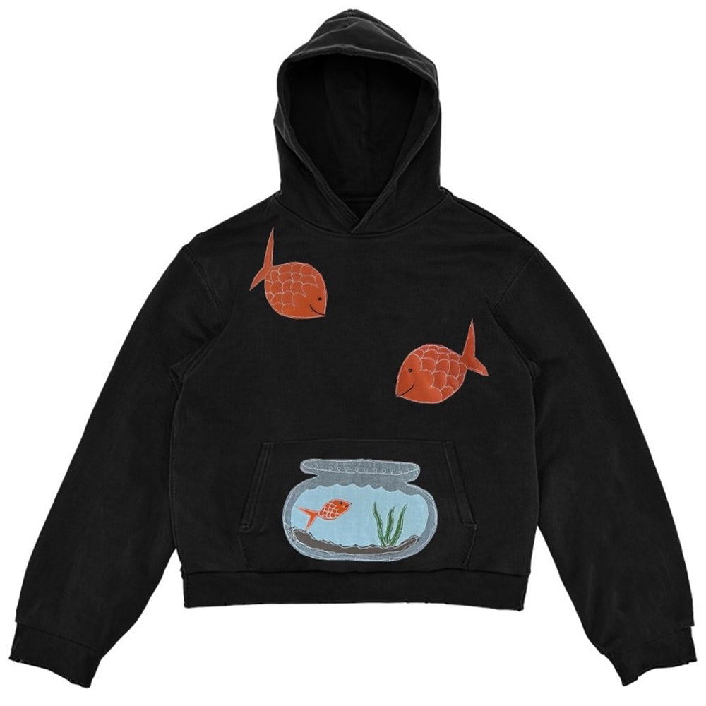 FISHPRINT HOODIE FEATURING VIBRANT RED FISH