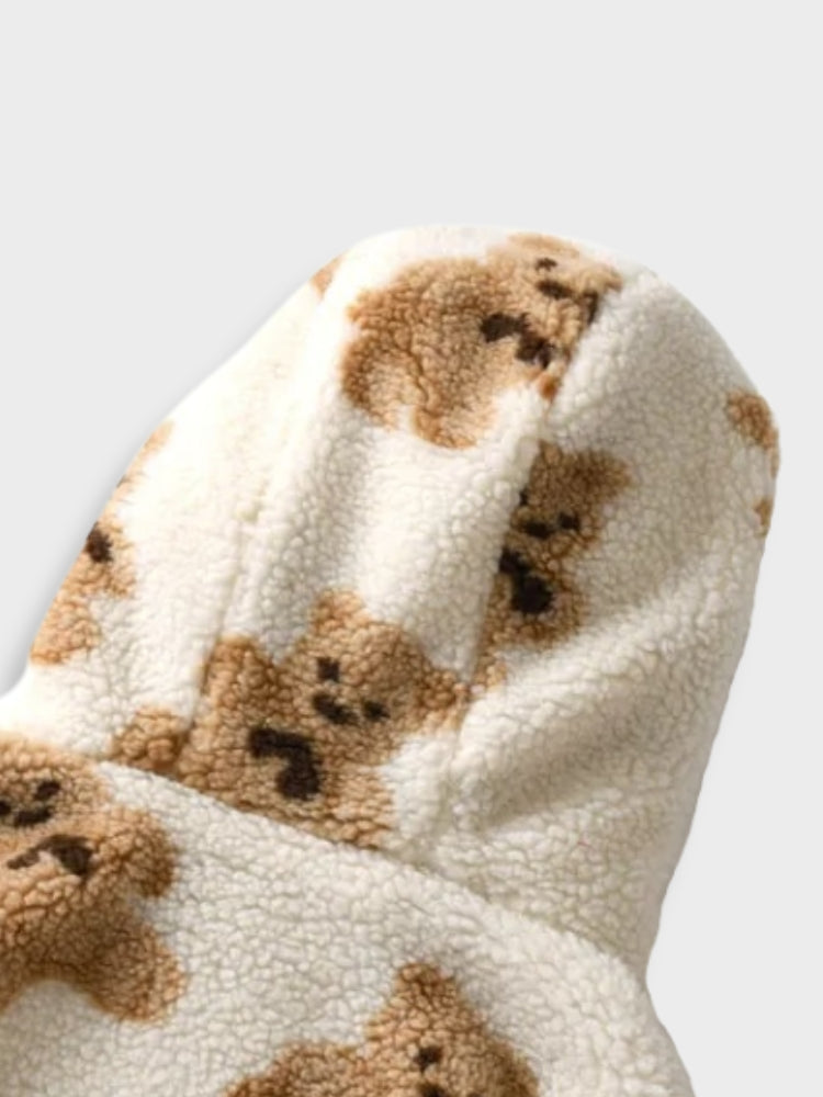 FLEECE HOODED JACKET COMFI BEAR TEDDY BEAR PRINT
