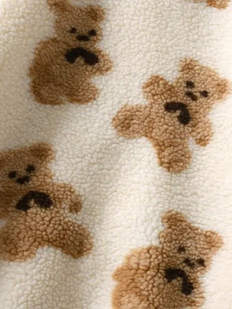FLEECE HOODED JACKET COMFI BEAR TEDDY BEAR PRINT