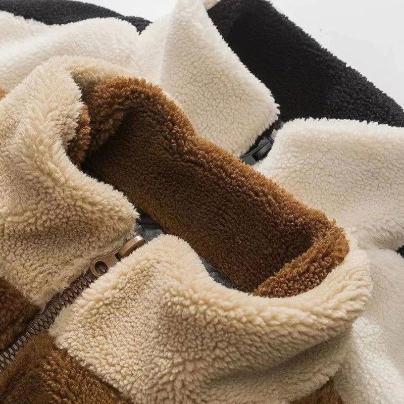 FLEECE JACKET - BROWN AND BEIGE UNISEX JACKET WARMER FOR ULTIMATE COMFORT