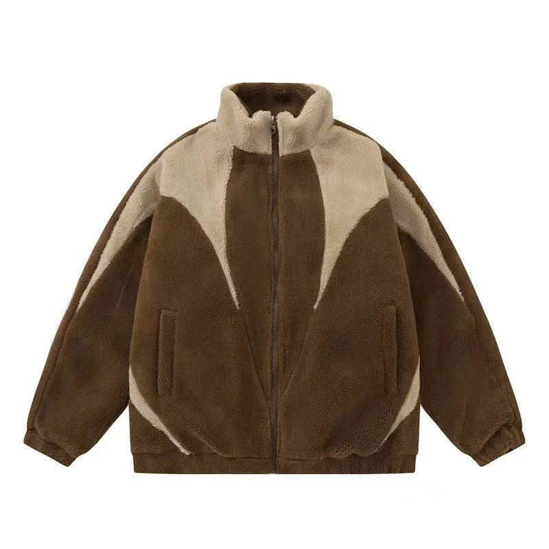 FLEECE JACKET - BROWN AND BEIGE UNISEX JACKET WARMER FOR ULTIMATE COMFORT