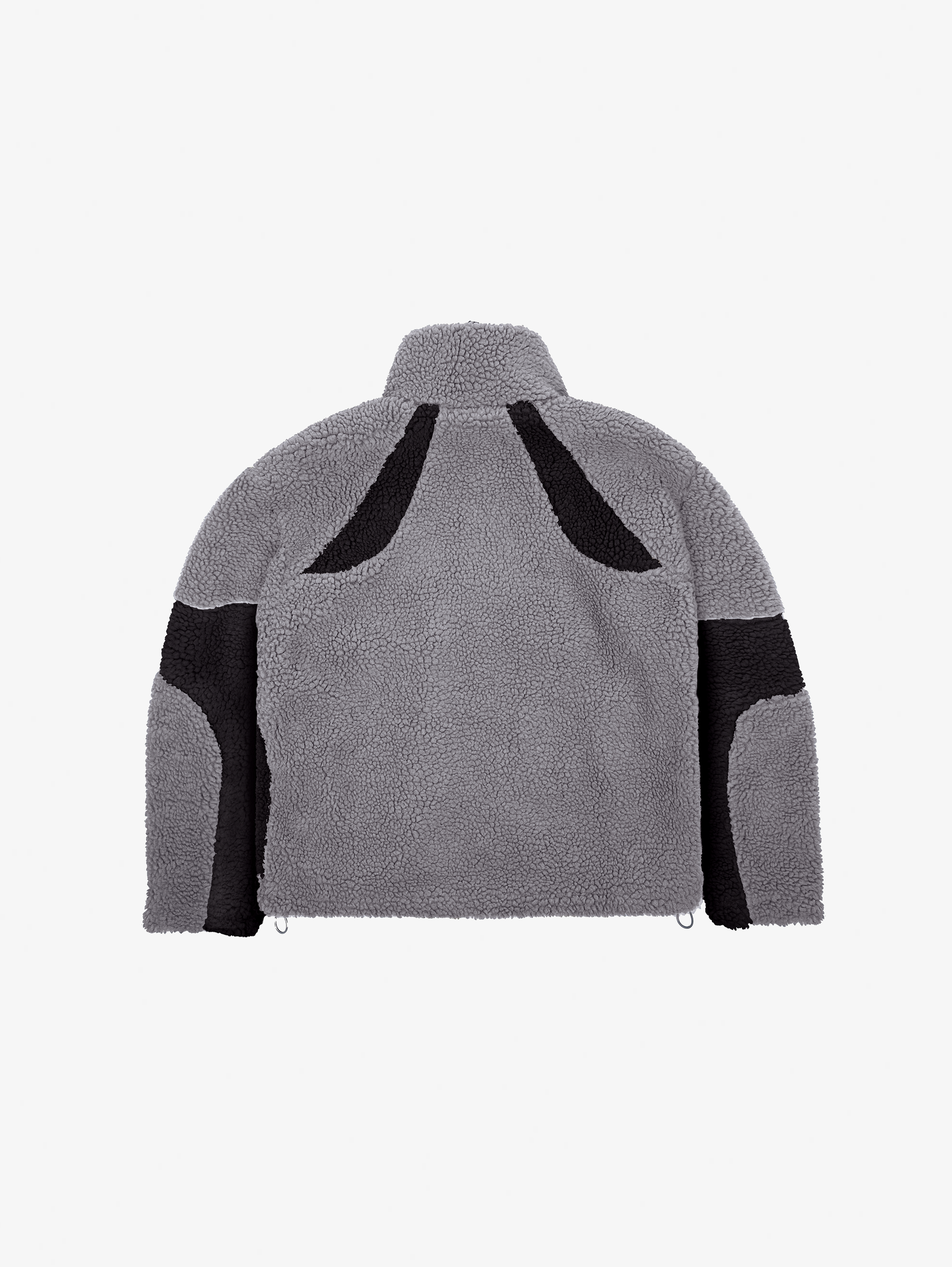 FLEECE JACKET GRAY AND BLACK OVERSIZED DROPPED SHOULDER DESIGN