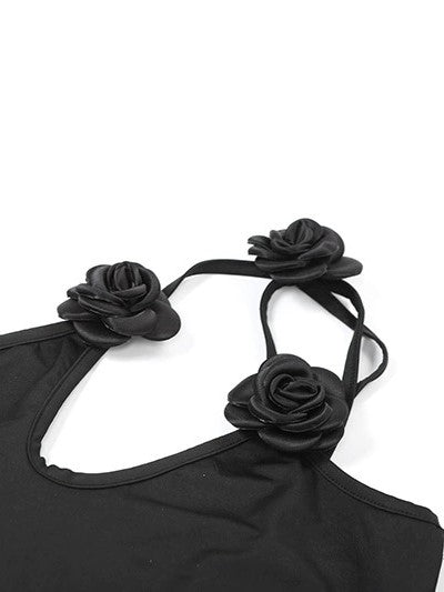 FLORAL ACCENT GOWN WITH ASYMMETRIC SHOULDER DESIGN