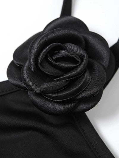 FLORAL ACCENT GOWN WITH ASYMMETRIC SHOULDER DESIGN