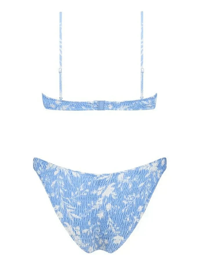 FLORAL BLISS TWO-PIECE SWIMSUIT WITH BLUE FLORAL DESIGN