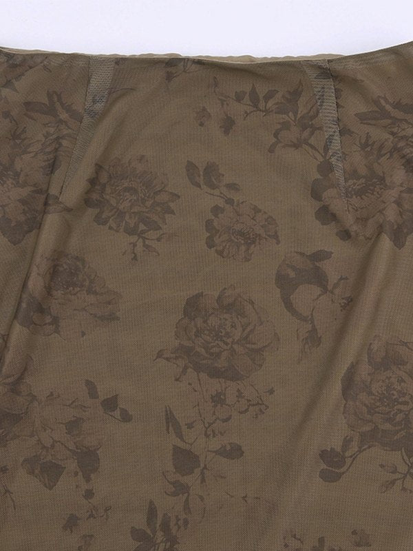 FLORAL BROWN MAXI SKIRT FOR EFFORTLESS STYLE AND COMFORT