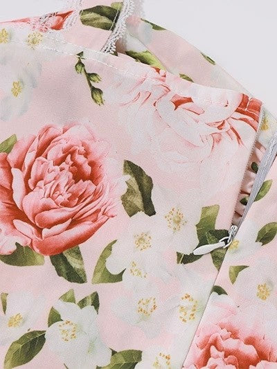 FLORAL CORSET DRESS IN SLIM FIT FRENCH FLORAL LACE-UP STYLE