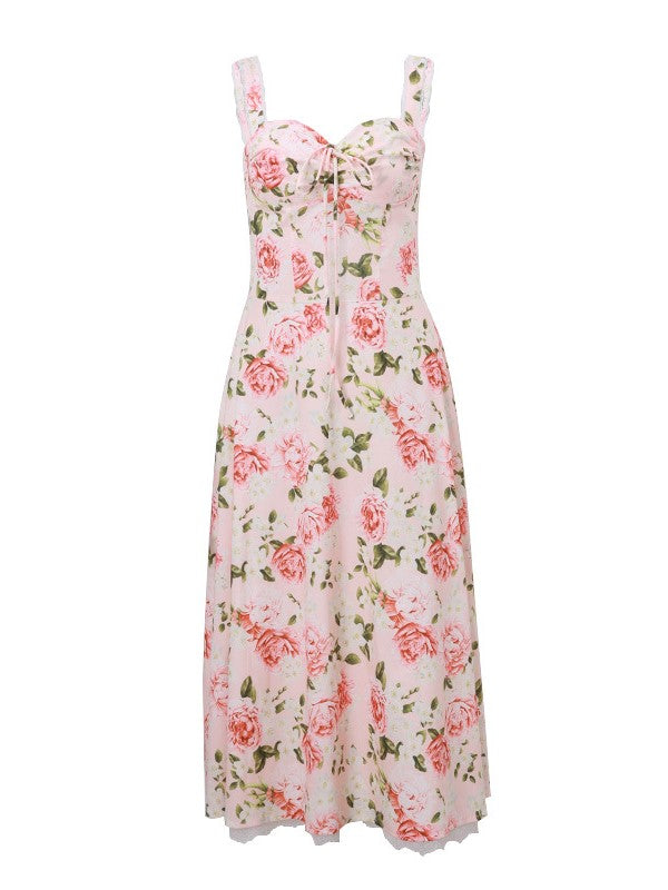 FLORAL CORSET DRESS IN SLIM FIT FRENCH FLORAL LACE-UP STYLE