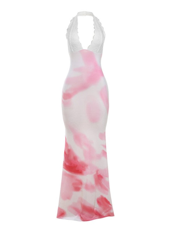FLORAL HALTER MAXI DRESS - BOLD PRINTED DRESS FOR ELEGANT OCCASIONS