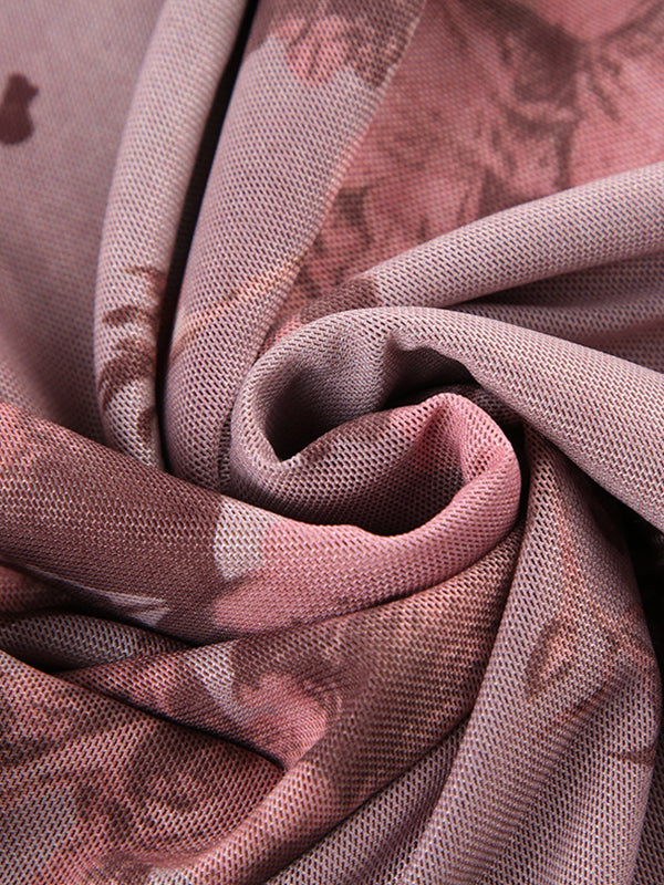 FLORAL LACE-TRIMMED HALTERNECK MINI DRESS