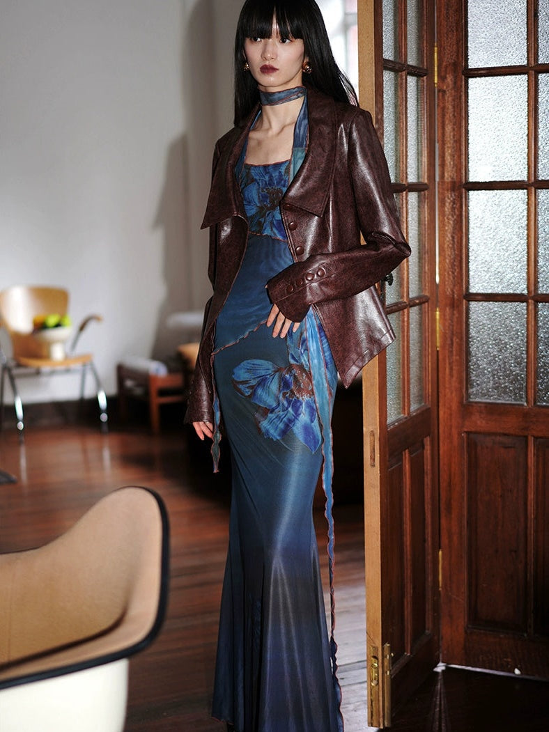 FLORAL MESH DRESS WITH SHOULDER FLORAL MESH DETAIL