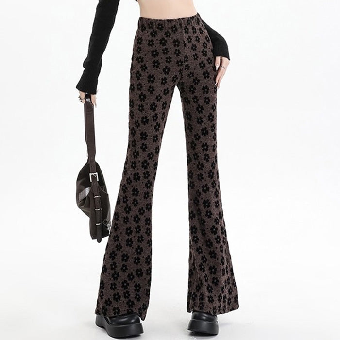 FLORAL-PATTERNED FLARED PANTS FOR WOMEN