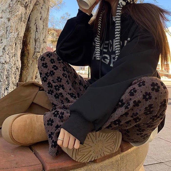 FLORAL-PATTERNED FLARED PANTS FOR WOMEN