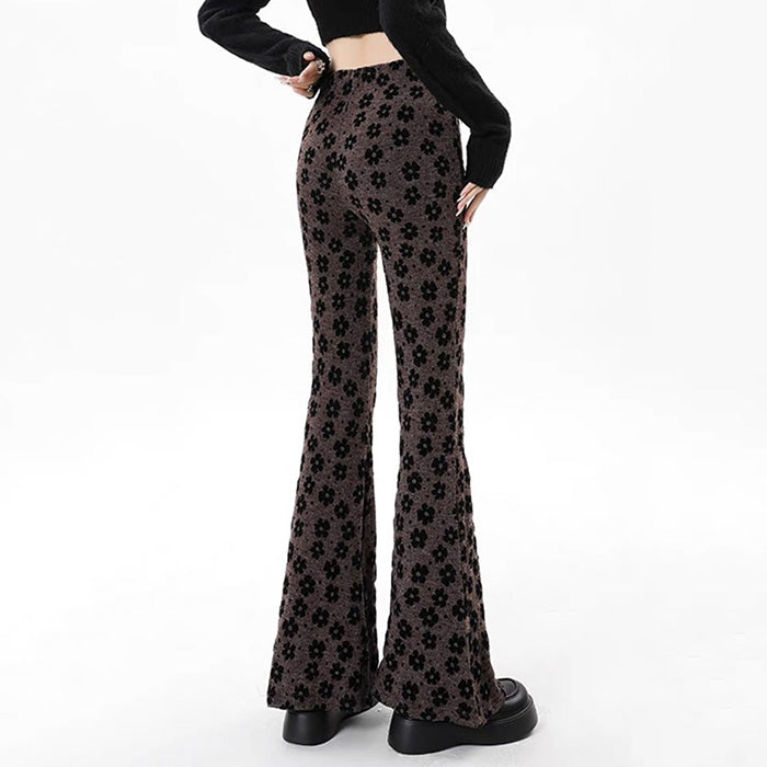 FLORAL-PATTERNED FLARED PANTS FOR WOMEN