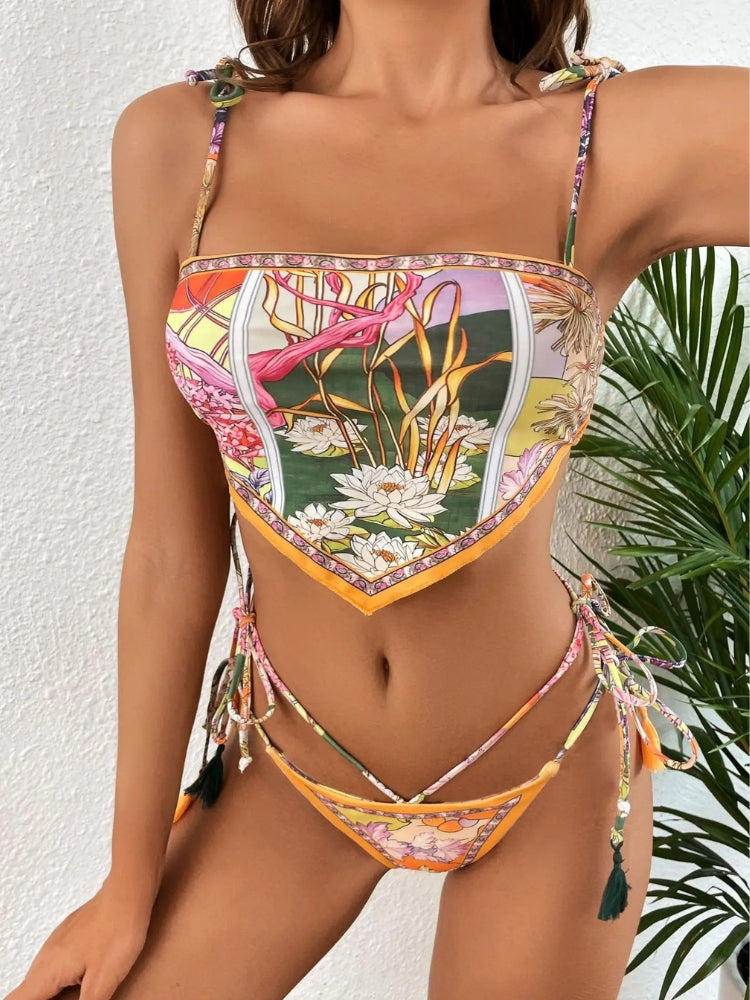 FLORAL PRINT BIKINI SET WITH FLEXIBLE FIT IN MULTIPLE SIZES