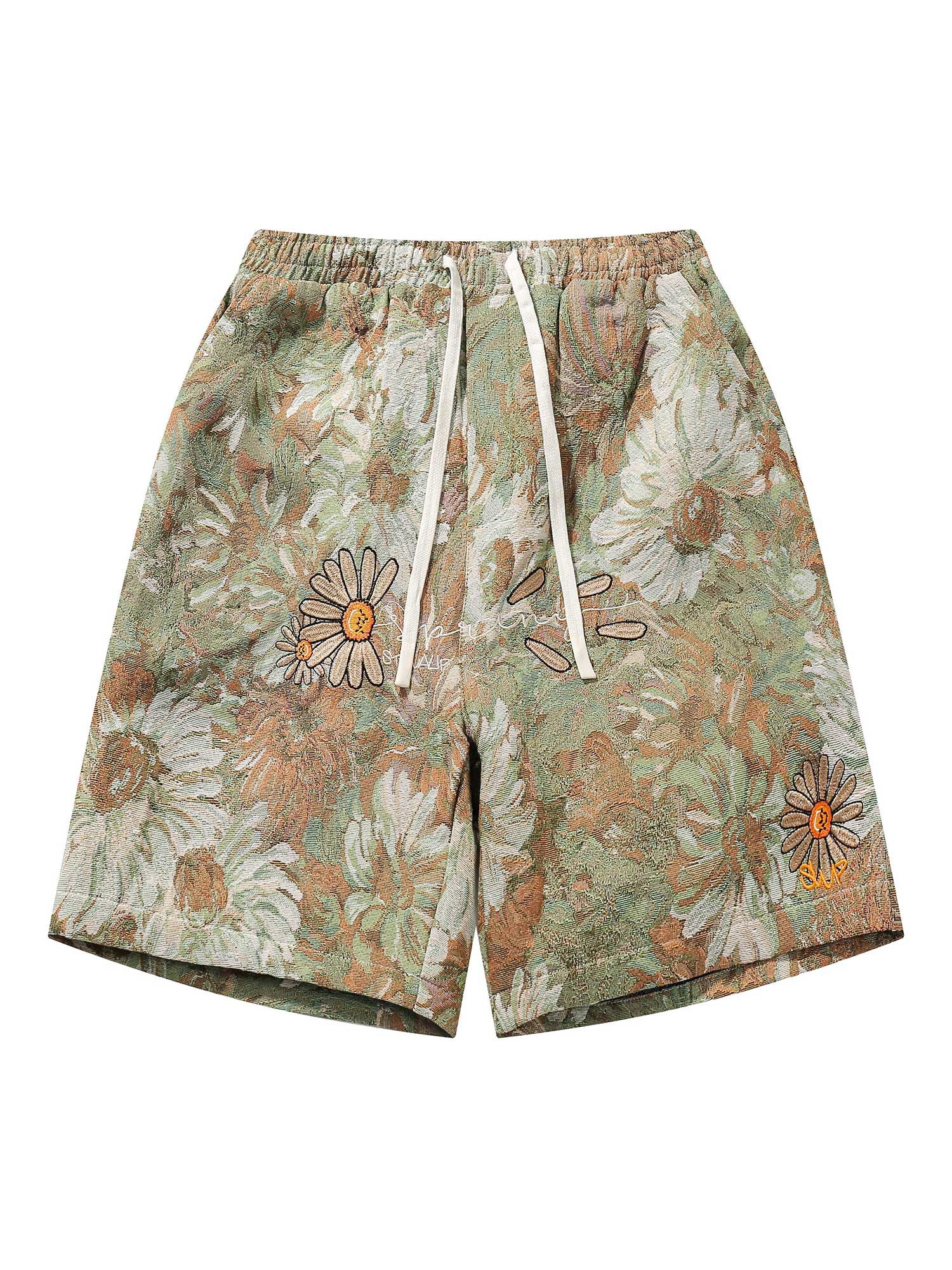 FLORAL PRINT DRAWSTRING SHORTS WITH MID WAIST DESIGN