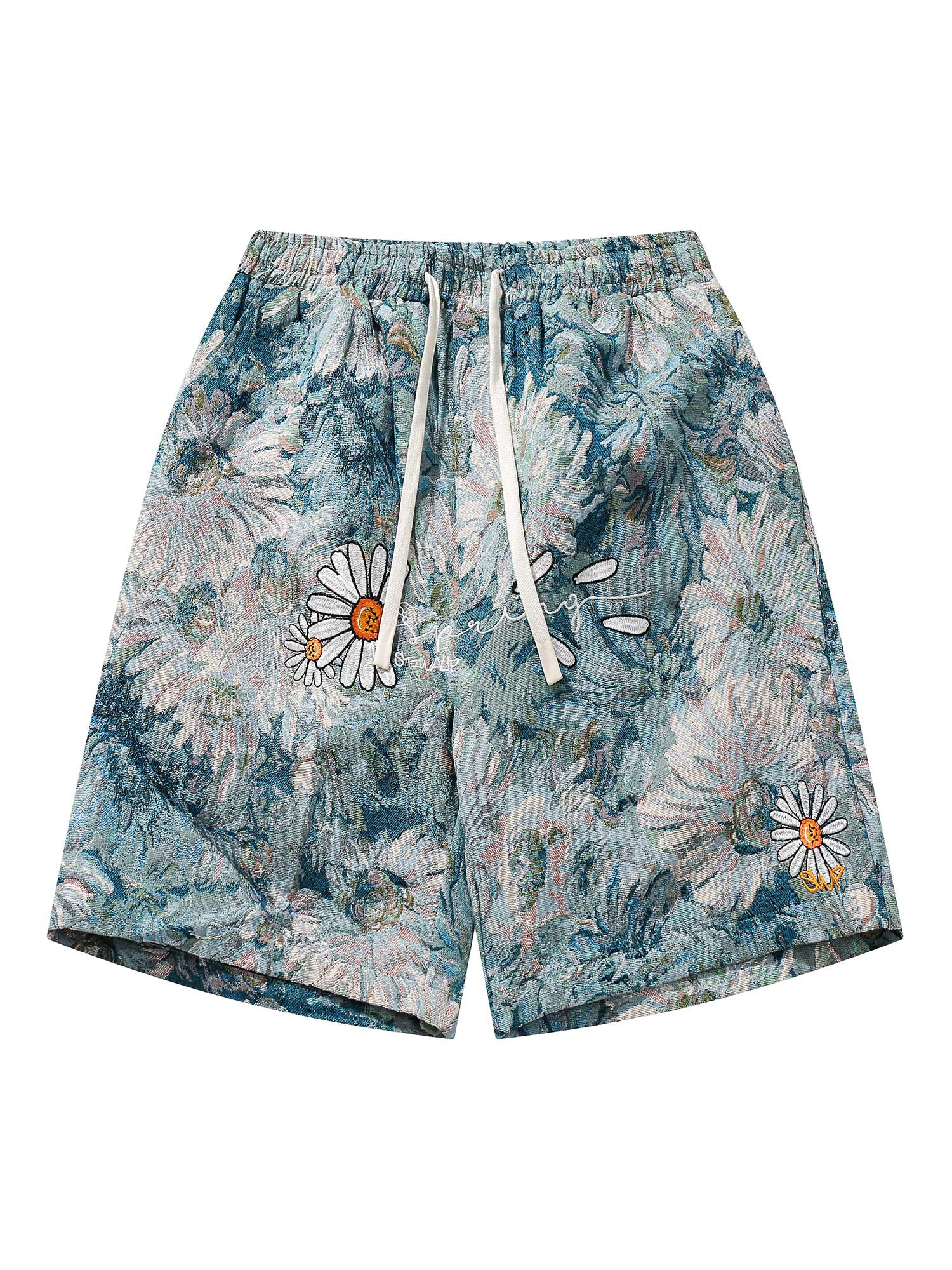 FLORAL PRINT DRAWSTRING SHORTS WITH MID WAIST DESIGN