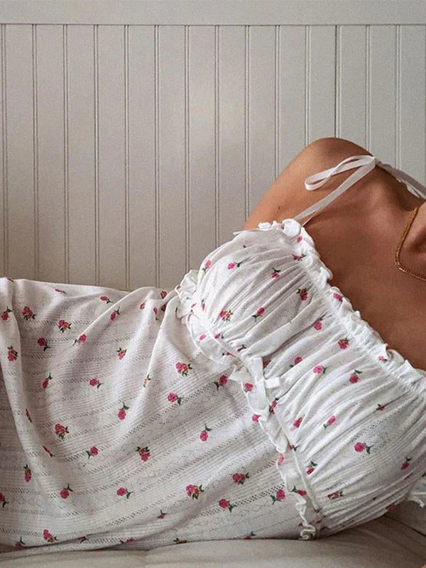 FLORAL PRINT DRESS WITH RUFFLE TRIM - PERFECT SUMMER ATTIRE