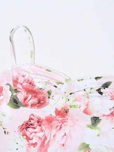 FLORAL PRINT MAXI DRESS WITH FRENCH FLORAL DESIGN