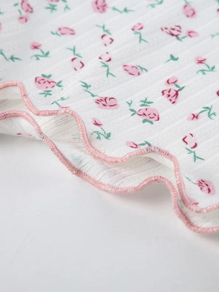 FLORAL PRINT ROMPER SET WITH CARDIGAN AND LACE TRIM