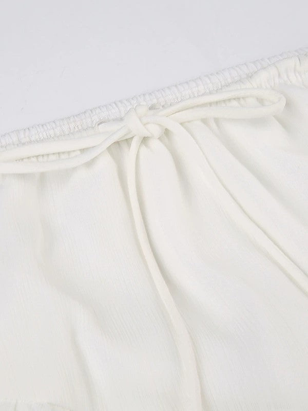 FLOWING WHITE MAXI SKIRT WITH COWBOY BOOTS VINTAGE SLIT LACE DETAIL