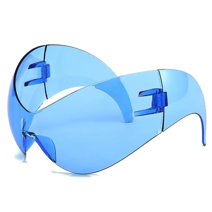 FUTURISTIC SILVER VISOR SUNGLASSES ACCESSORY FOR MODERN FASHION