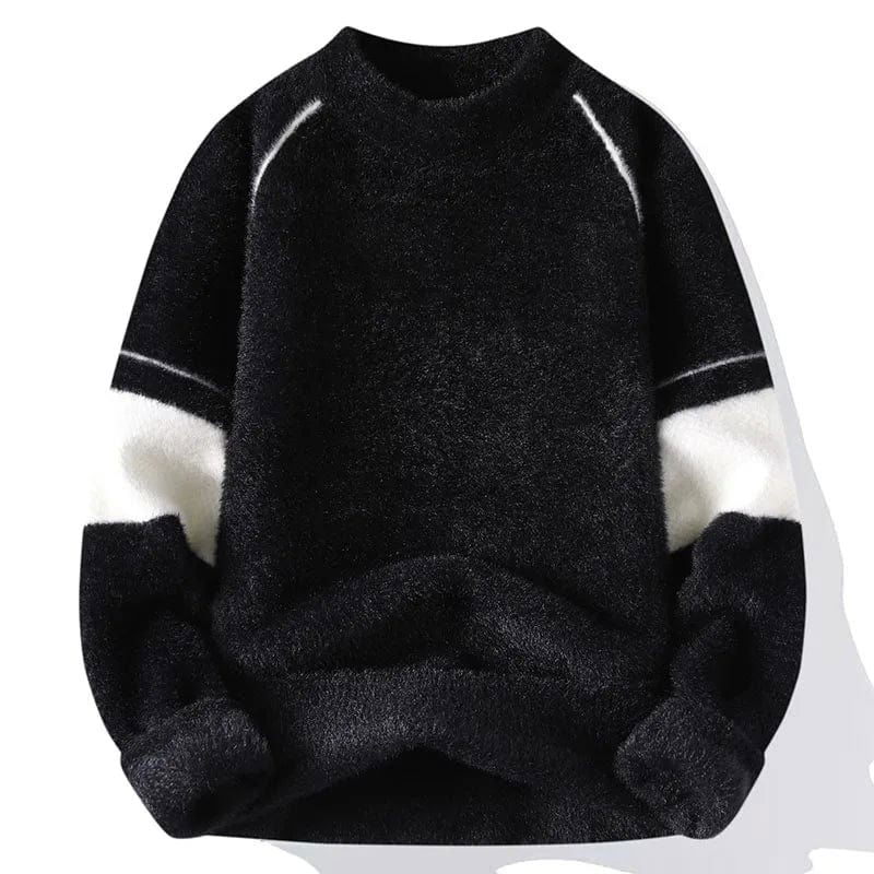 FUZILA SWEAT BLACK AND WHITE FUZZY SWEATER FOR VERSATILE STYLING